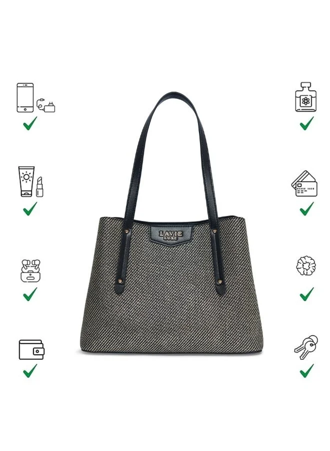 Lavie  Luxe Women's Glam Bella 3 Comparment Medium (Black) for Women | Best Price UAE